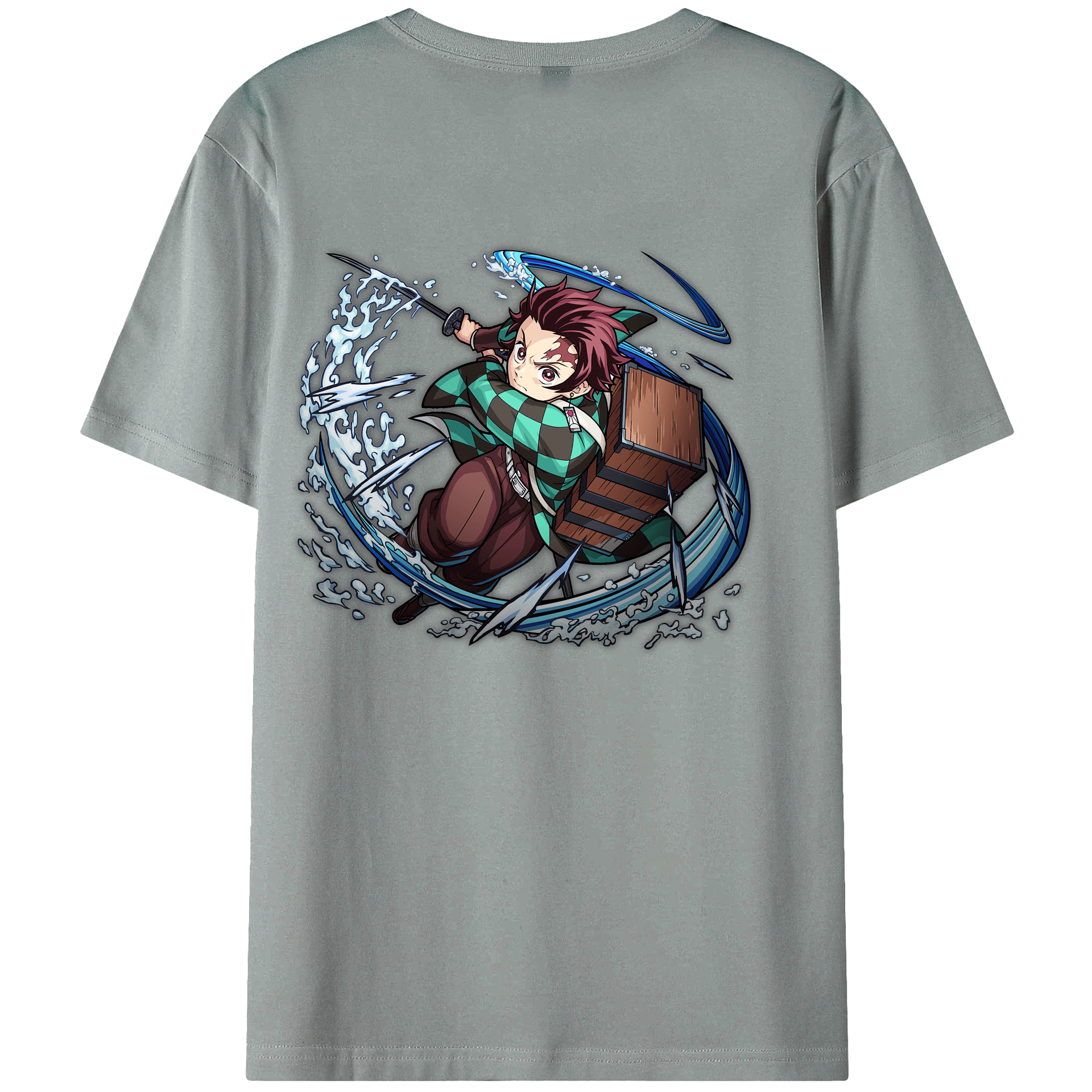 （画像用） 鬼滅の刃 竈門 炭治郎／かまど たんじろう Kamado Tanjirou 綿100％ メンズ半袖Tシャツ（バックプリント） 通気性